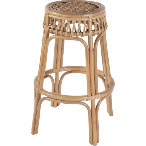 Antigua 30.50"H Round Bar Stool w/ Footrest in Natural Rattan