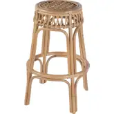 Antigua 30.50"H Round Bar Stool w/ Footrest in Natural Rattan