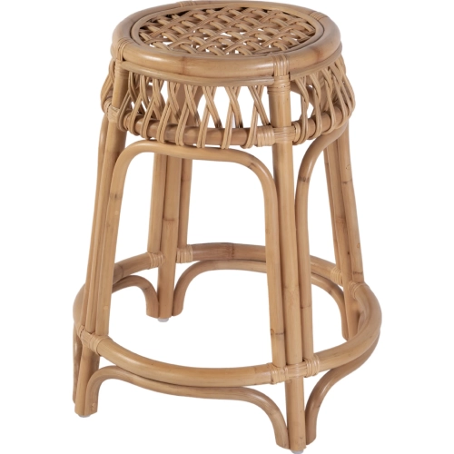 Antigua 24.75"H Round Counter Stool with Footrest in Natural Rattan