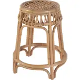 Antigua 24.75"H Round Counter Stool with Footrest in Natural Rattan