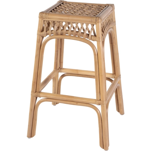 Antigua 30.25"H Square Bar Stool w/ Footrest in Natural Rattan
