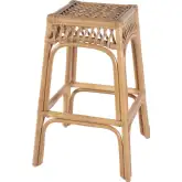 Antigua 30.25"H Square Bar Stool with Footrest in Natural Rattan