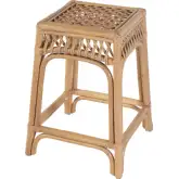 Antigua 24.75"H Square Counter Stool with Footrest in Natural Rattan
