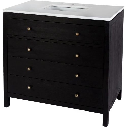 Nora 36" Single Sink Bathroom Vanity in Quartz & Antique Coffee Wood