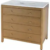 Nora 36" Single Sink 3 Drawer Bathroom Vanity Set in White Quartz & Natural Wood