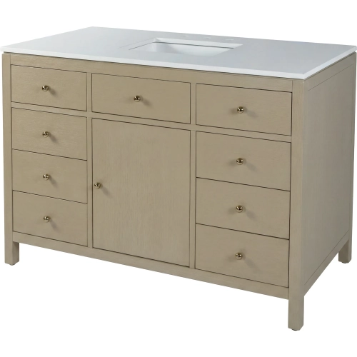 Nora 48" Single Sink Bathroom Vanity in Quartz & Antique Taupe Wood