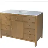 Nora 48" Single Sink 8 Drawer Bathroom Vanity Set in White Quartz & Natural Wood