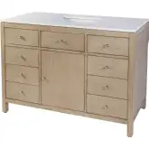 Nora 48" Single Sink 8 Drawer Bathroom Vanity Set in White Quartz & Brown Wood