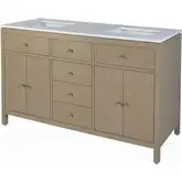 Nora 60" Double Sink Bathroom Vanity in Quartz & Antique Taupe Wood