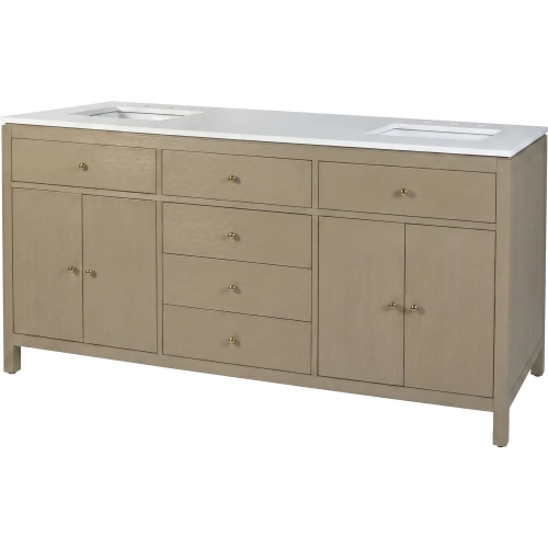 Nora 72" Double Sink Bathroom Vanity in Quartz & Antique Taupe Wood