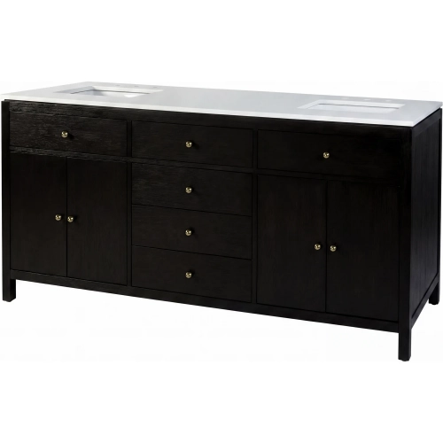 Nora 72" Double Sink Bathroom Vanity in Quartz & Antique Coffee Wood