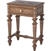 Rashmi 21" 1 Drawer End Table in Brown Teak & Inlay