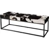 Stinson 54" Accent Bench in White & Black Leather & Black Iron