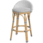Inez Low Back Counter Stool in Black & White Poly & PE Rattan
