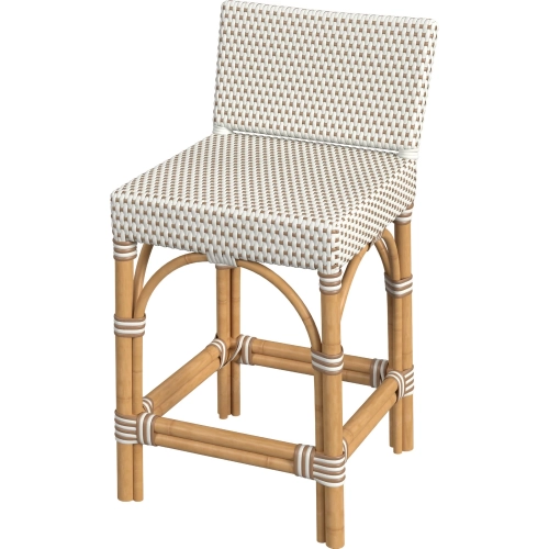 Amalfi Outdoor Counter Stool Beige & White Poly & Rattan Finish Metal