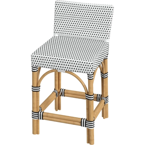 Amalfi Outdoor Counter Stool Black & White Poly & Rattan Finish Metal