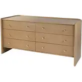Colin 6-Drawer Round Back Dresser in Natural in Natural Oak Finish Wood