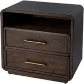 Keenan 28" 2-Drawer Nightstand with Shelf in Dark Brown Wood