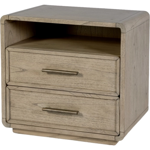 Keenan 28" 2-Drawer Nightstand with Shelf in Medium Brown Wood