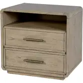 Keenan 28" 2-Drawer Nightstand with Shelf in Medium Brown Wood