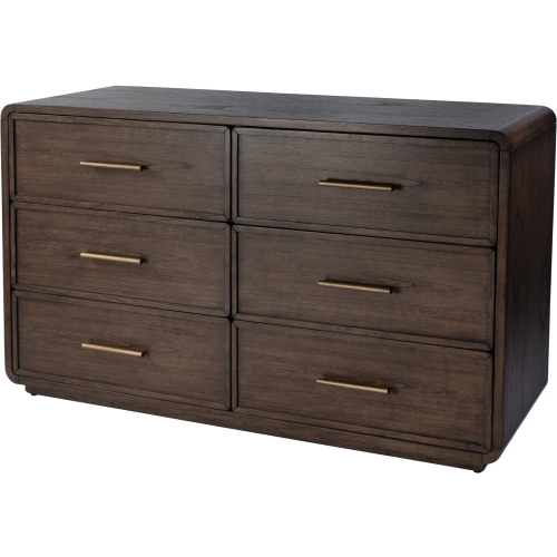 Keenan 60" 6-Drawer Dresser in Dark Brown Wood
