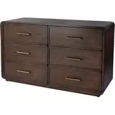 Keenan 60" 6-Drawer Dresser in Dark Brown Wood