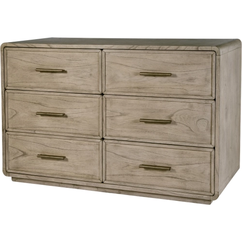 Keenan 60" 6-Drawer Dresser in Medium Brown Wood