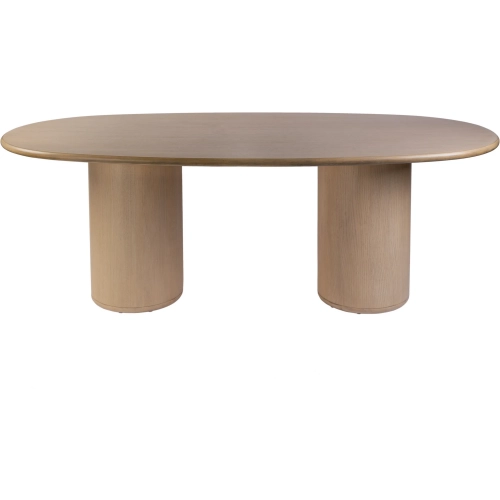 Kersten 84" Oval Double Pedestal Dining Table in Driftwood Brown Wood