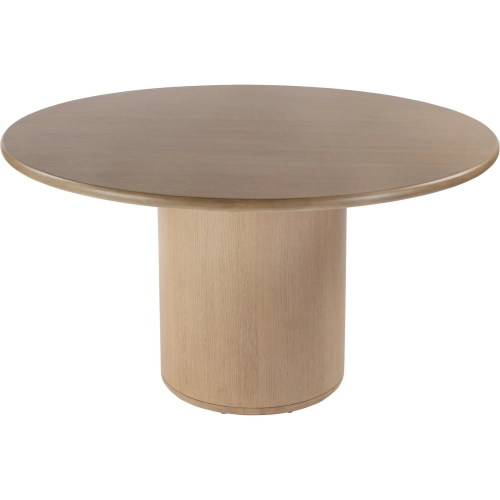 Kersten 54" Round Pedestal Dining Table in Driftwood Brown Wood