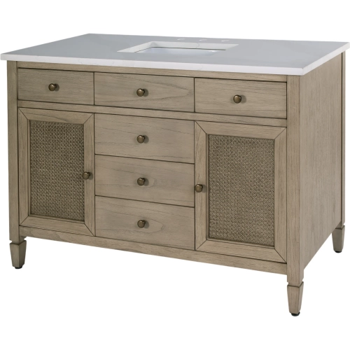 Flagstaff 48" Single Sink Bathroom Vanity in White Quartz & Sand Wood