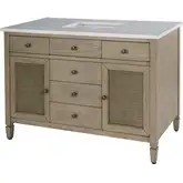 Flagstaff 48" Single Sink Bathroom Vanity in White Quartz & Sand Wood