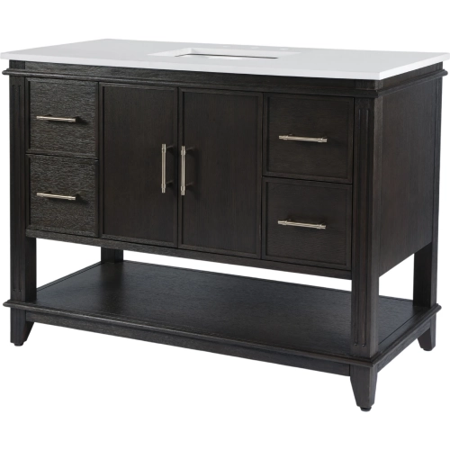 Reece 48" Single Sink Bathroom Vanity in Coffee Brown Wood & White Quartz