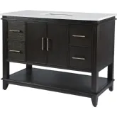 Reece 48" Single Sink Bathroom Vanity in Coffee Brown Wood & White Quartz