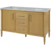 Bianca 60" Double Sink Bathroom Vanity in White Marble & Distressed Wood