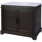 Maurice 42" Single Bathroom Vanity in Distressed Dark Brown Wood & White Quartz