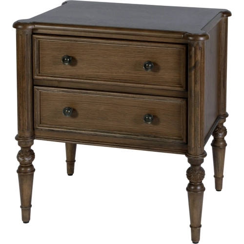 Ginny 25" 2-Drawer Accent Chest in White Oak Walnut Finish Wood