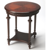 Hellinger Round End Table in Cherry Dark Brown Finish Wood