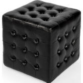 Leon Ottoman in Tufted Black Leather