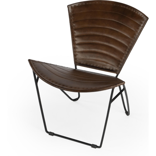 Felix Accent Chair in Brown Leather & Iron