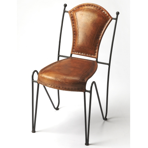 Coriander Iron & Leather Side Chair