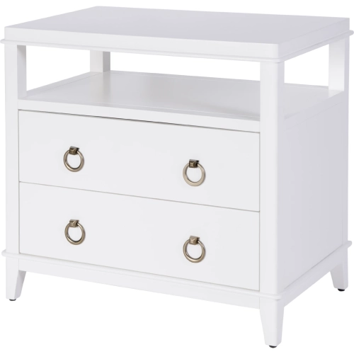 Highbury 28" 2 Drawer Nightstand w/ Shelf in White Wood
