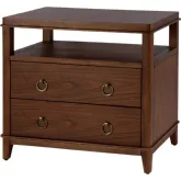 Highbury 28" 2 Drawer Nightstand w/ Shelf in Natural Walnut Brown Wood
