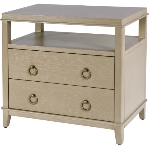 Highbury 28" 2 Drawer Nightstand w/ Shelf, Antique Beige Gray Wood