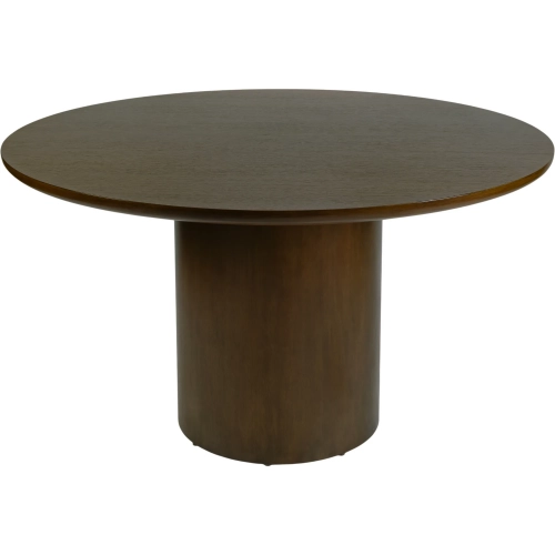 Coral 54" Round Wood Pedestal Dining Table in Walnut Finish Wood