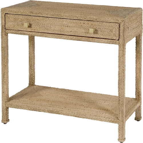 Como 1-Drawer Console Table with Shelf in Natural Banana Leaf