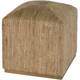 Como 17" Square Accent Stool Ottoman in Natural Banana Leaf & Wood
