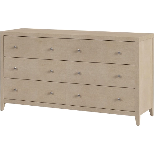 Dana 60" 6-Drawer Dresser in Antique Taupe Finish Wood
