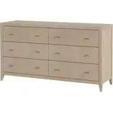 Dana 60" 6-Drawer Dresser in Antique Taupe Finish Wood