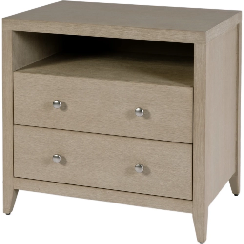Dana 28" 2-Drawer Nightstand with Top Shelf in Antique Taupe Finish Wood