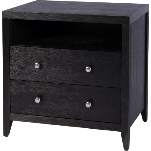 Dana 28" 2-Drawer Nightstand with Top Shelf in Antique Coffee Finish Wood